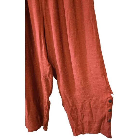 Casa Donna Red Wide Leg Pants Flowy Elastic Waist Boho Festival Relaxed Sz L - Picture 4 of 7